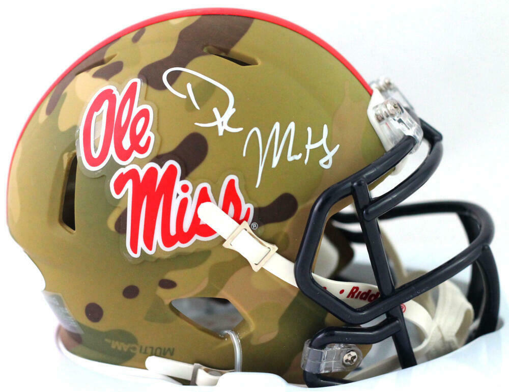 DK Metcalf Signed Ole Miss Rebels Camo Speed Mini Helmet
