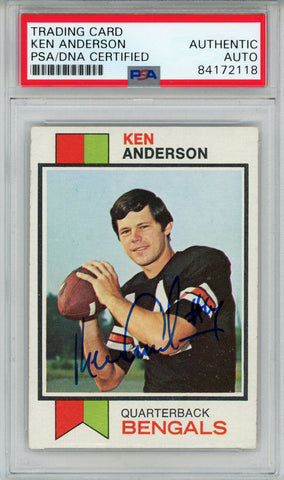 Ken Anderson Autographed 1973 Topps #34 Rookie Card PSA Slab 43581