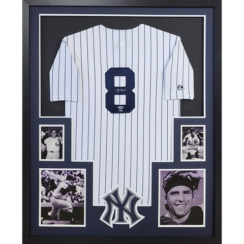 Yogi Berra Autographed Signed Framed New York Yankees Jersey PSA/DNA