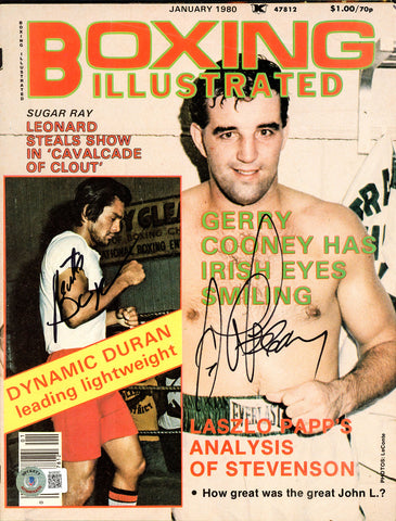 Roberto Duran & Gerry Cooney Autographed Boxing Illustrated Magazine Beckett