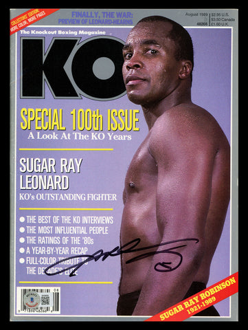 Sugar Ray Leonard Autographed Signed KO Magazine Beckett BAS QR #BK08838