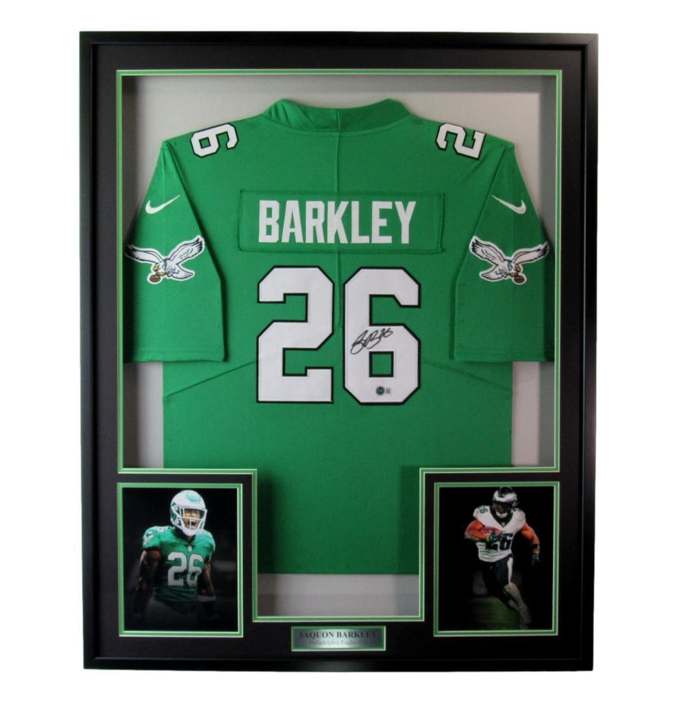 Saquon Barkley Signed Football Jersey Philadelphia Eagles Framed