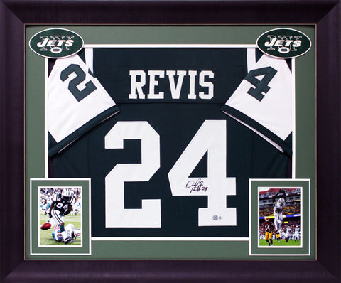 Darrelle Revis Authentic Signed Green Pro Style Framed Jersey BAS Witnessed
