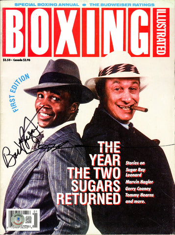 Sugar Ray Leonard & Bert Sugar Autographed Boxing Illustrated Magazine Beckett