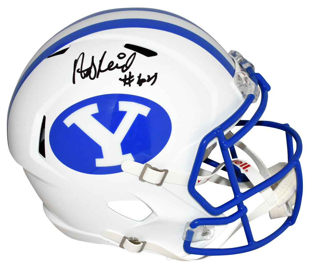 byu football helmets ANDY REID AUTOGRAPHED SIGNED BYU COUGARS FULL SIZE SPEED HELMET BECKET – Super Sports Center