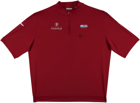 John Daly Authentic Signed Match Worn Red Quarter Zip Golf Shirt BAS #BH00332
