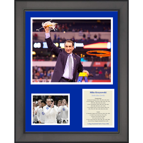 Framed Mike Krzyzewski "Coach K" Hall of Fame Duke Blue Devils 12"x15" Photo