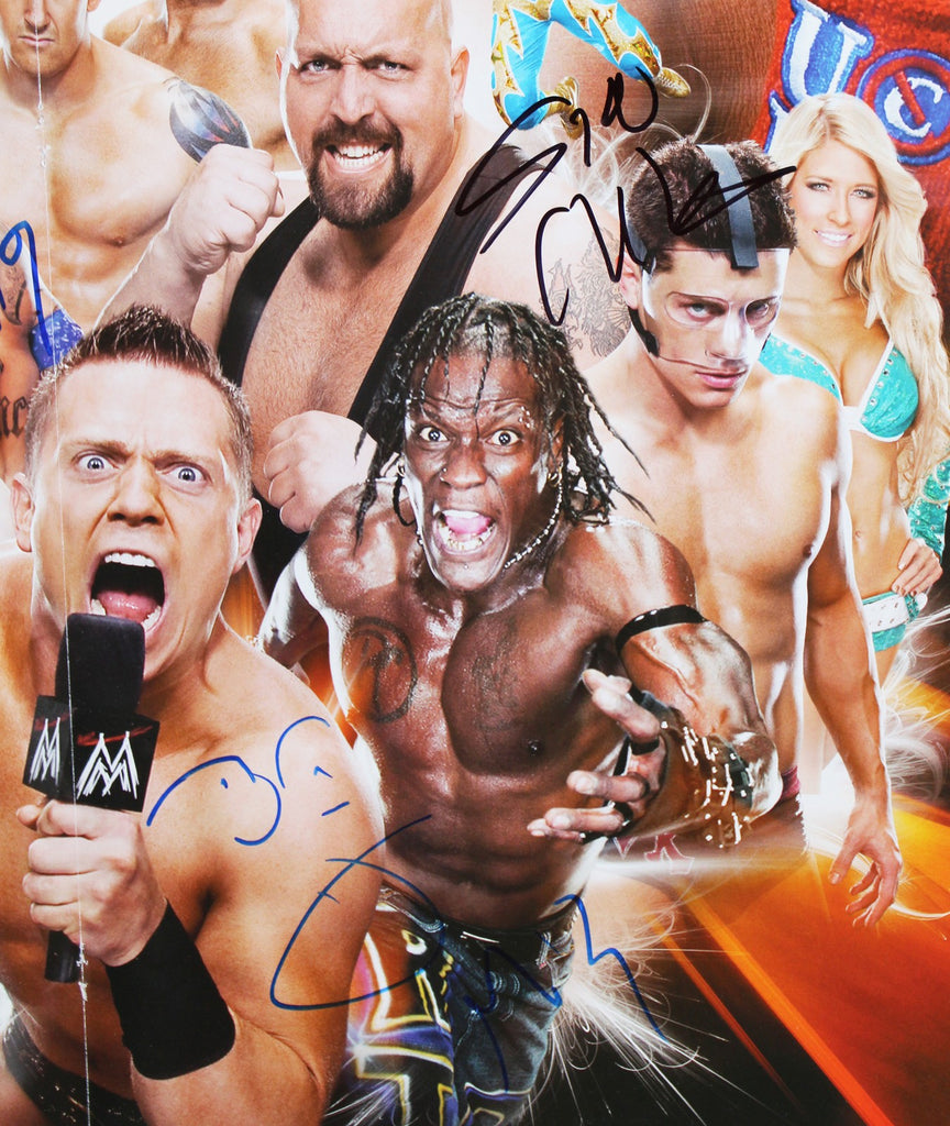 WWE Superstars (5) Mysterio, Miz, Cara, +2 Signed 17x25 Poster BAS