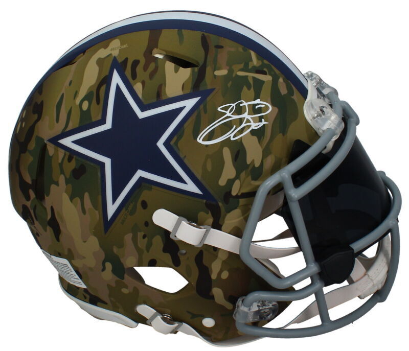 autographed emmitt smith helmet Emmitt Smith Autographed Cowboys Speed Camo Authentic Helmet W/ Visor – Super Sports Center
