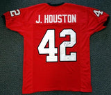 GEORGIA BULLDOGS JUSTIN HOUSTON AUTOGRAPHED SIGNED RED JERSEY PSA/DNA 81760