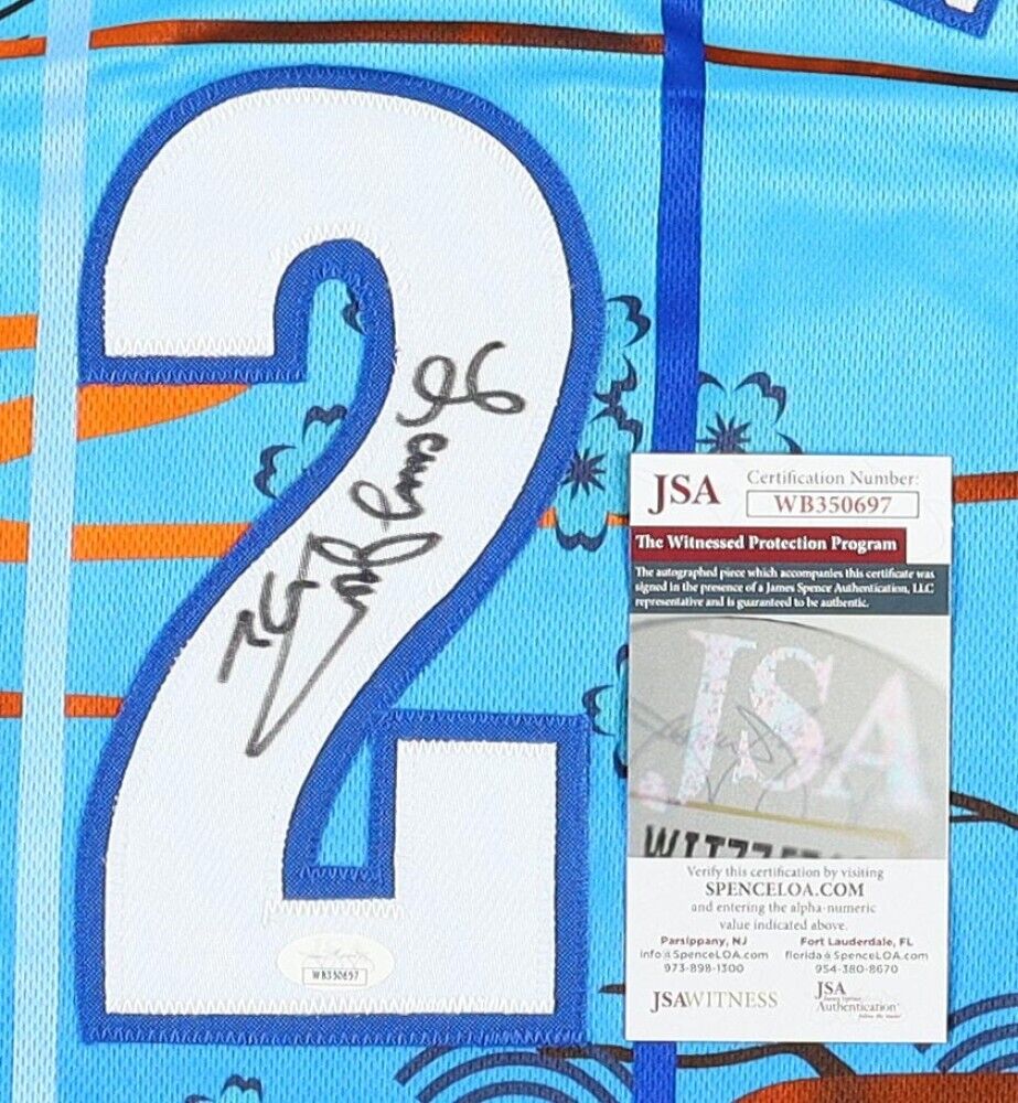 シャーロット　サインセット Larry Johnson Signed Charlotte Hornets Jersey (JSA COA) #1 Overall