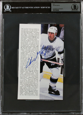 Kings Wayne Gretzky Authentic Signed 4.75x8 Magazine Page Autographed BAS Slab