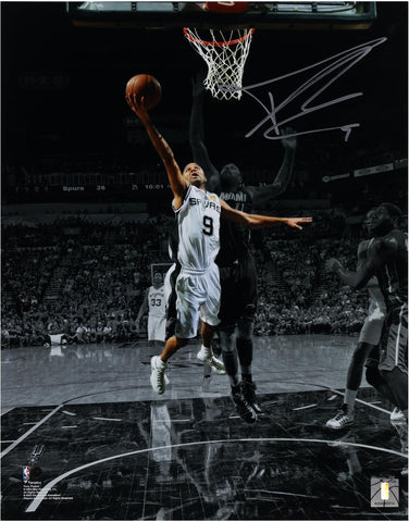 Tony Parker San Antonio Spurs Signed 11x14 2014 NBA Finals Layup vs Heat Photo