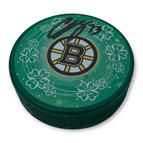 Charlie McAvoy Signed Autographed Green Bruins Hockey Puck NEP