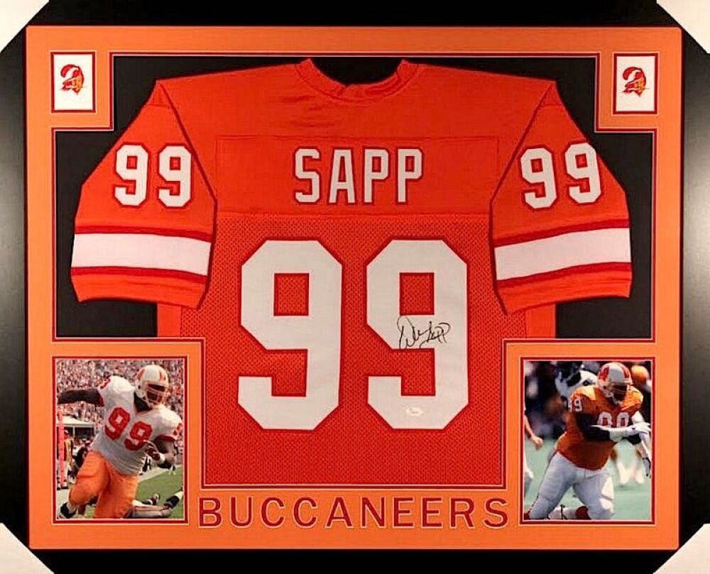 Warren Sapp Signed Buccaneers 35x43 Custom Framed Creamsicle