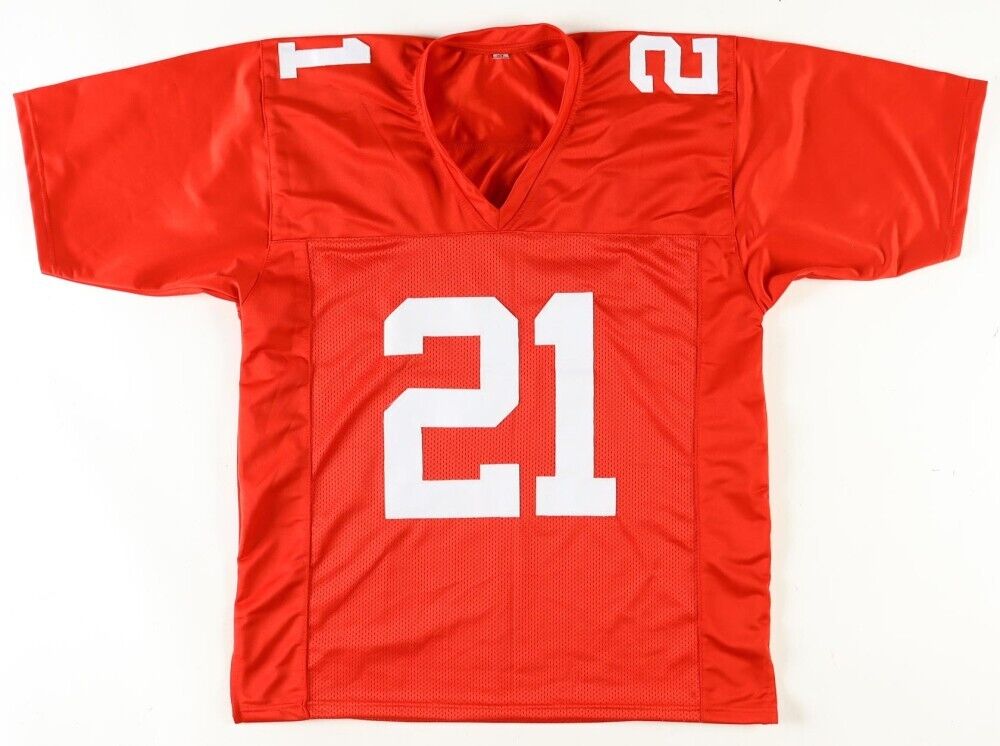 Tiki Barber Signed New York Giants Red Jersey (Playball Ink Holo