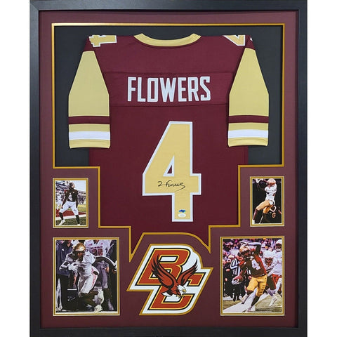 Zay Flowers Autographed Signed Framed Boston College Jersey JSA
