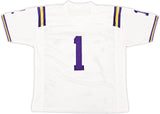LSU TIGERS JA'MARR CHASE AUTOGRAPHED WHITE JERSEY BECKETT BAS WITNESS 220608