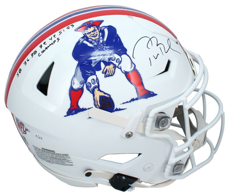 50's football helmets Tom Brady Autographed "SB Champs" Patriots SpeedFlex Helmet Fanatics L – Super Sports Center