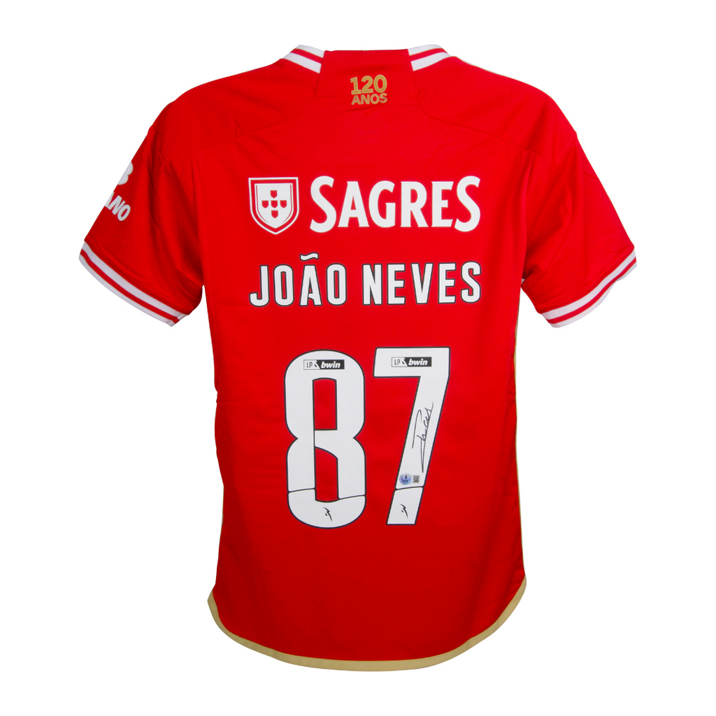 Joao Neves Signed Benfica Home Soccer Jersey #87 with Beckett Joao Neves Signed Benfica Home Soccer Jersey #87 with Beckett
