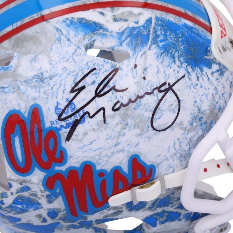 eli manning ole miss football helmets Eli Manning Autographed Ole Miss Rebels Real Tree Camo Mini Helmet Fan – Super Sports Center