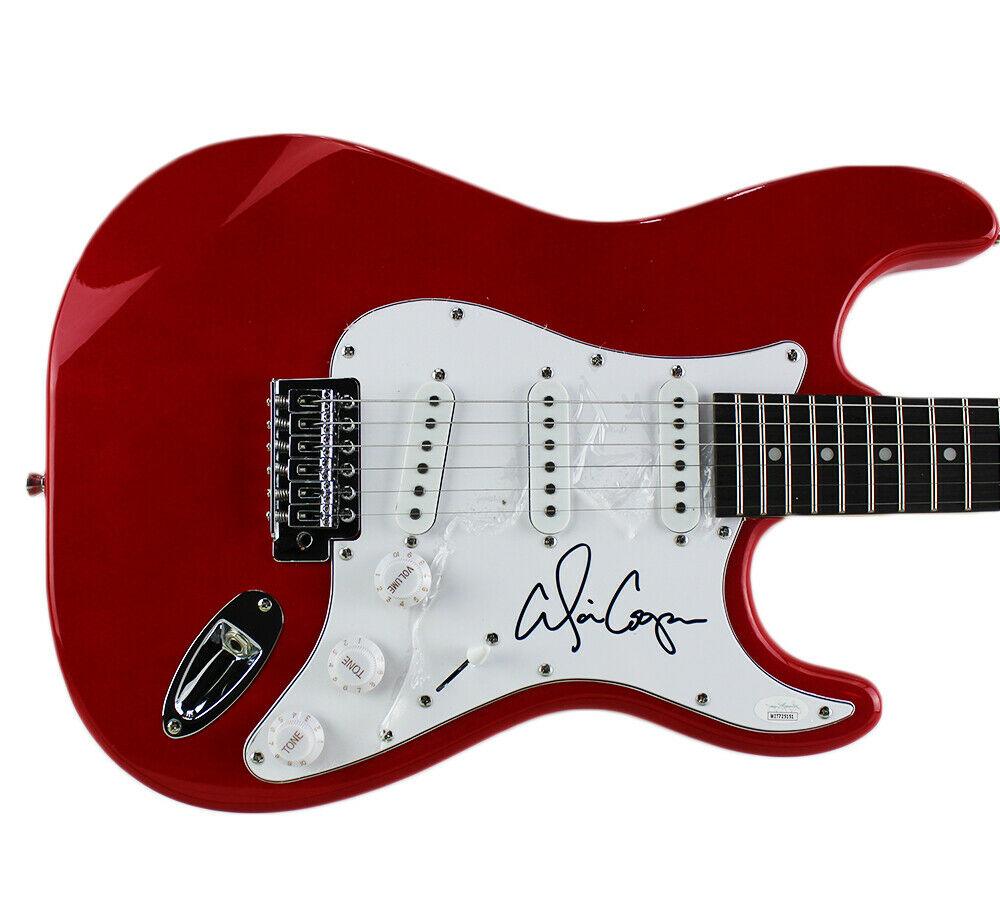 Alice Cooper Signed Red Electric Guitar – Super Sports Center