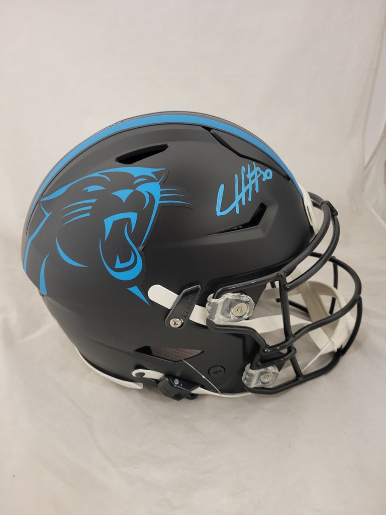 carolina panthers speedflex helmet CHUBA HUBBARD SIGNED CAROLINA PANTHERS F/S ALTERNATE SPEEDFLEX HELMET – Super Sports Center