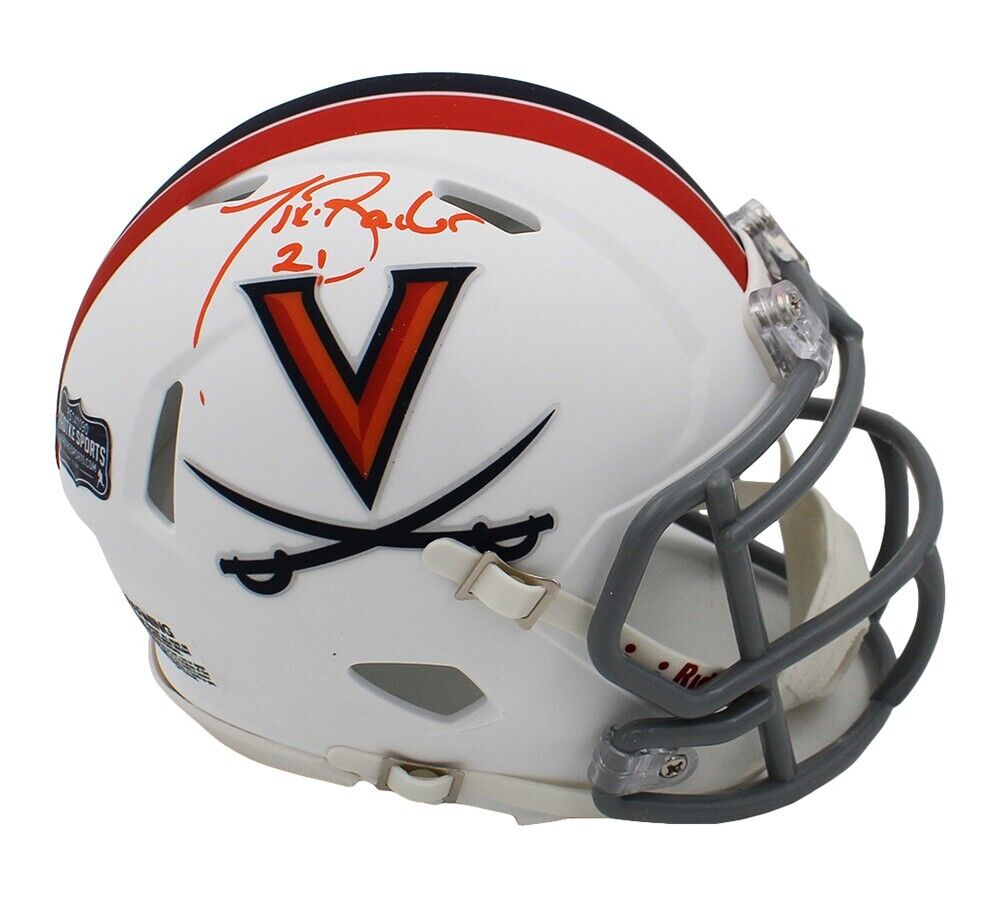 cavs football helmet Tiki Barber Signed University of Virginia Cavaliers Speed NCAA Mini He – Super Sports Center