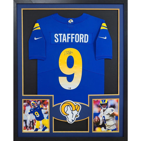 Matt Stafford Autographed Signed Framed Blue Los Angeles Rams Jersey FANATICS