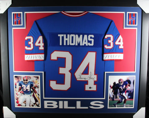 Thurman Thomas (Bills blue SKYLINE) Signed Autographed Framed Jersey Beckett