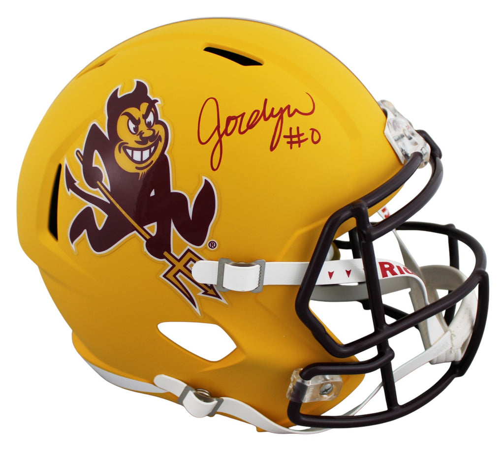 ASU Jordyn Tyson Signed Sparky Full Size Speed Rep Helmet w/ Maroon Si – Super Sports Center