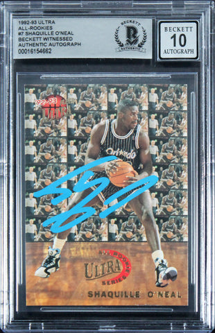 Lakers Shaquille O'Neal Signed 1992 Ultra All-Rookies #7 RC Auto 10! BAS Slabbed
