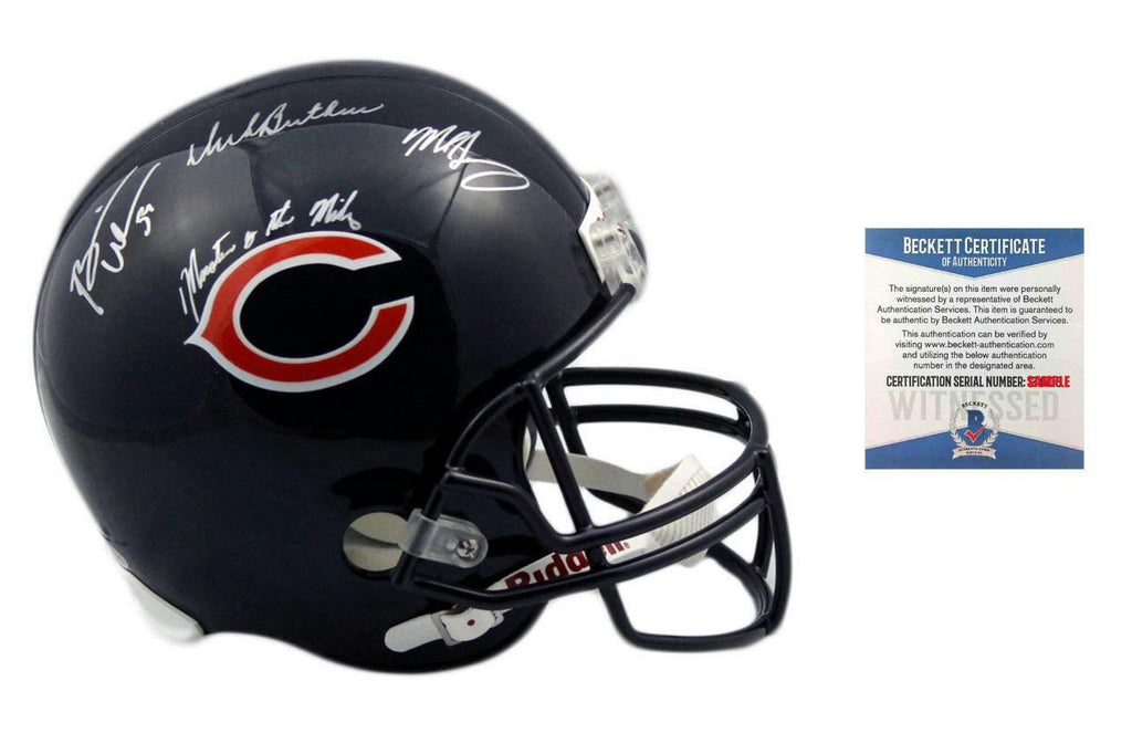 chicago bears football helmet for sale Butkus, Urlacher, Singletary SIGNED Chicago Bears Full Size Rep Monste – Super Sports Center