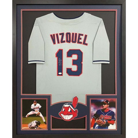 Omar Vizquel Autographed Signed Framed Cleveland Indians Jersey JSA