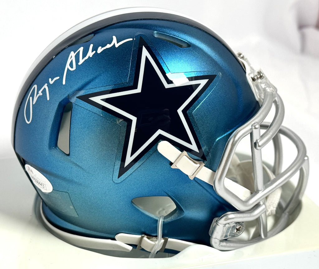 Roger Staubach Autographed Cowboys Blaze Mini Helmet