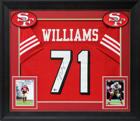 Trent Williams Signed Red Pro Style Framed Jersey w/ Dropshadow BAS Witnessed