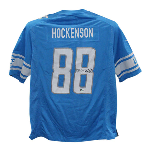 TJ Hockenson Autographed Detroit Lions Nike Game Blue XL Jersey Beckett 39310