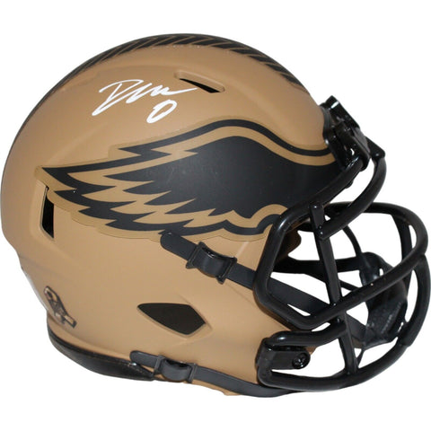 D'Andre Swift Signed Philadelphia Eagles '23 Salute Mini Helmet BAS 42962