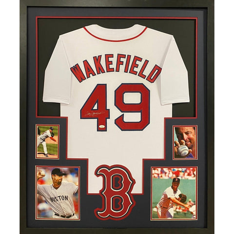 Tim Wakefield Autographed Signed Framed White Boston Red Sox Jersey JSA