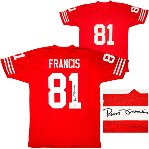 SAN FRANCISCO 49ERS RUSS FRANCIS AUTOGRAPHED RED JERSEY PSA/DNA STOCK #212447