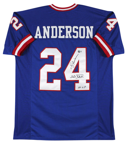 Ottis Anderson "SB XXV MVP" Authentic Signed Blue Pro Style Jersey BAS Witnessed