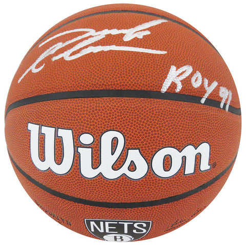 Derrick Coleman Signed Wilson Brooklyn Nets Logo NBA Basketball w/ROY'91 -SS COA