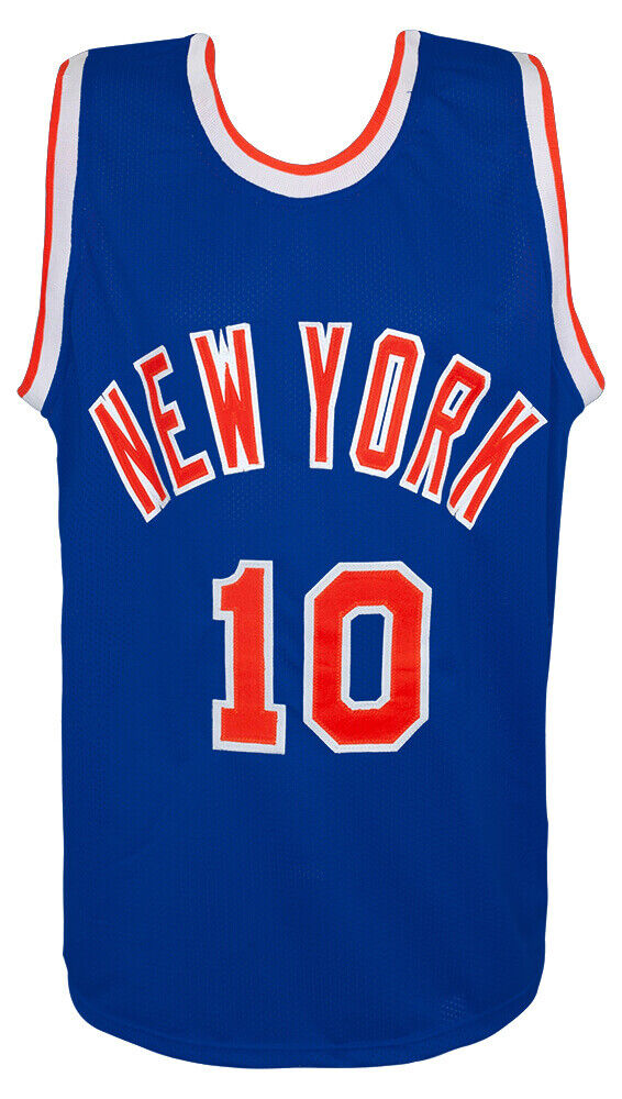Walt Frazier (KNICKS) Signed Blue Custom Basketball Jersey