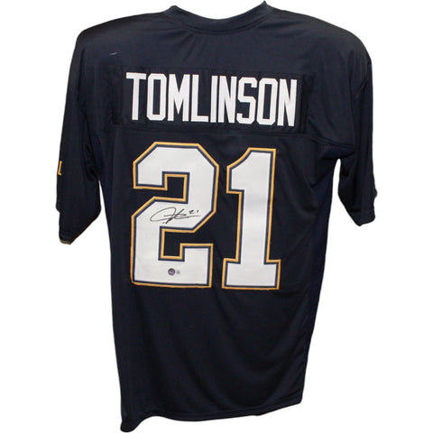 Ladanian Tomlinson Autographed/Signed Pro Style Navy Jersey Beckett 43348