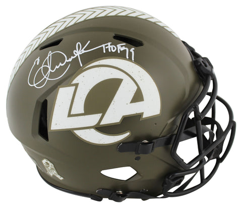 Rams Eric Dickerson Signed Salute To Service F/S Speed Proline Helmet BAS Wit
