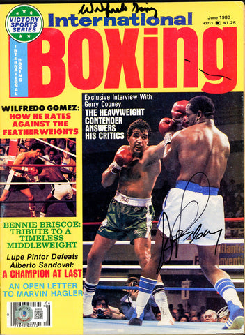 Wilfredo Gomez & Gerry Cooney Autographed International Boxing Magazine Beckett