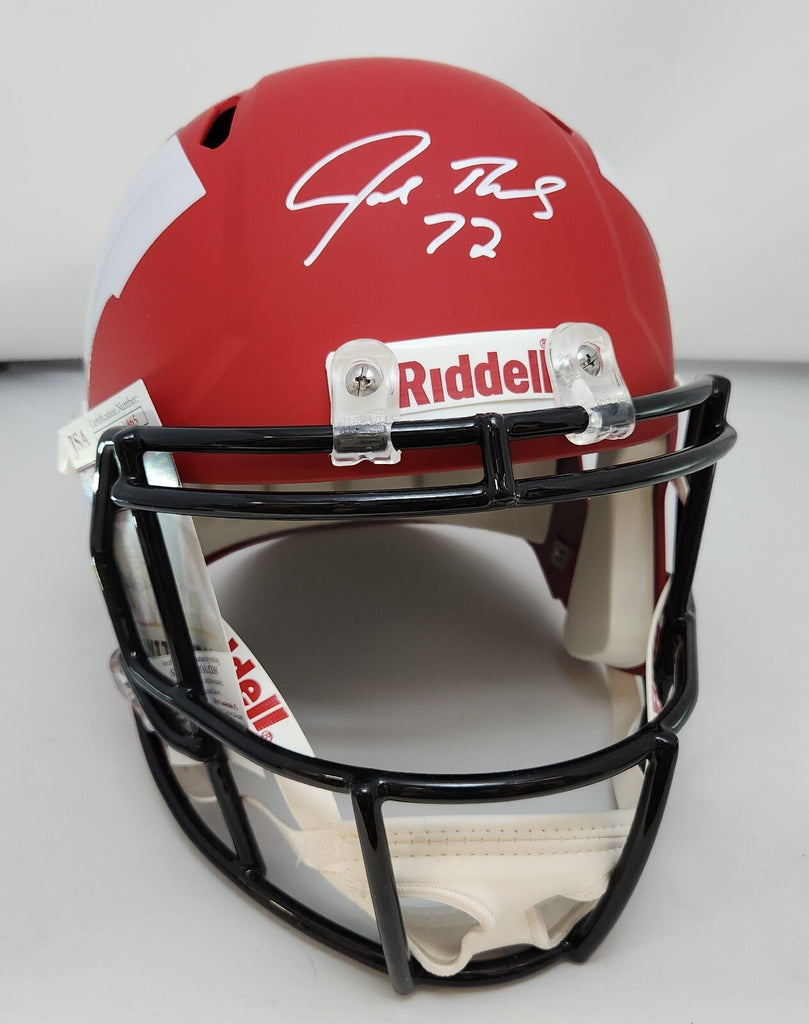 badger football helmet image Badgers JOE THOMAS Signed Full Size Replica AMP Speed Helmet AUTO