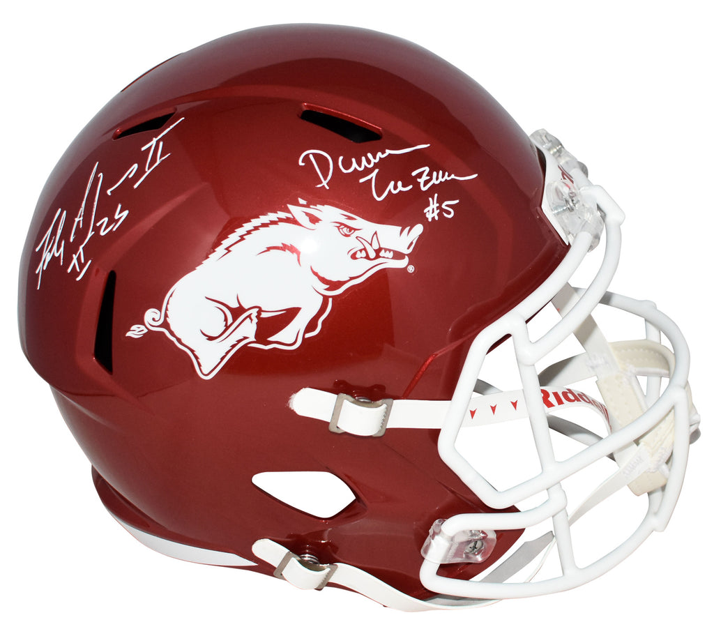 ark football helmet DARREN McFADDEN FELIX JONES SIGNED ARKANSAS RAZORBACKS FULL SIZE HELME – Super Sports Center