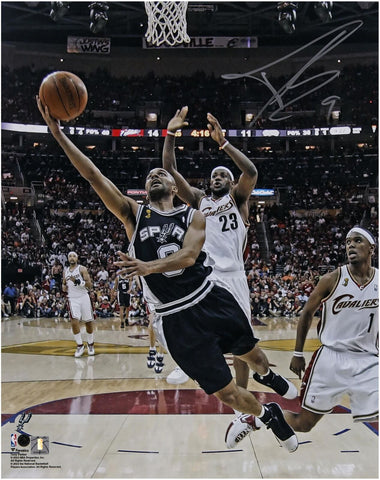 Tony Parker Spurs Signed 16x20 2007 NBA Final Layup vs Cleveland Cavaliers Photo