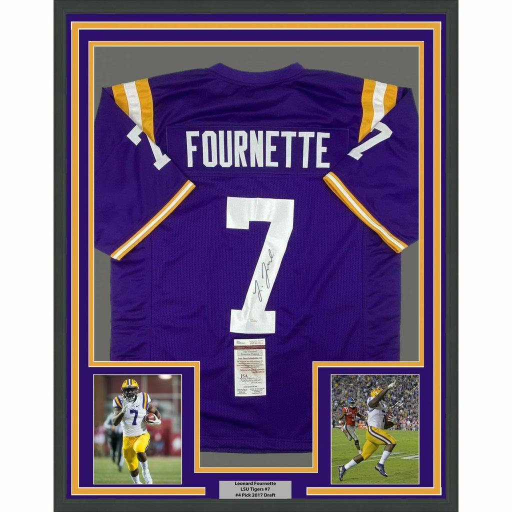 FRAMED Autographed/Signed LEONARD FOURNETTE 33x42 LSU Purple